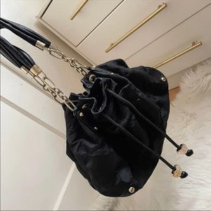 bebe bucket black shoulder purse